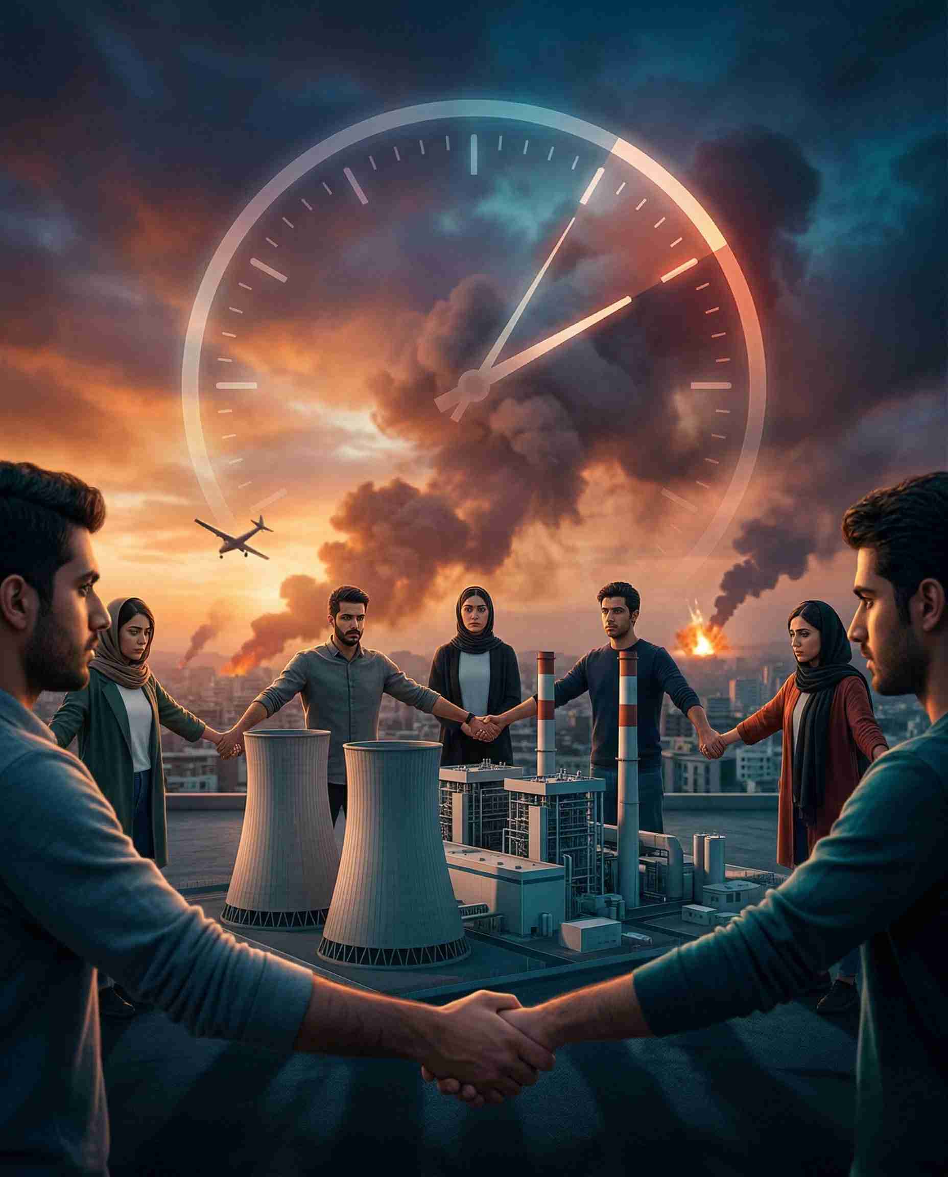 Iran power plant human chain